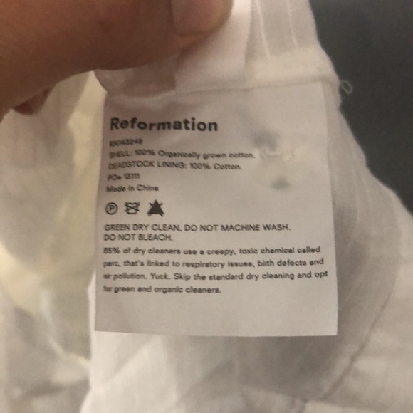 Reformation Oxford Sheer Lace Short Sleeve Button Front Maxi Dress in White - Picture 13 of 15